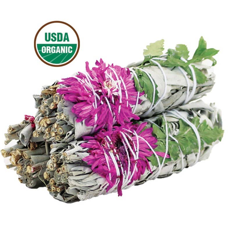 Organic White Sage Smudge Stick with Dahlia product image