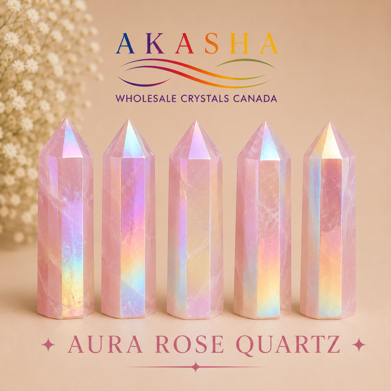 Aura Rose Quartz Towers Wholesale Canada
