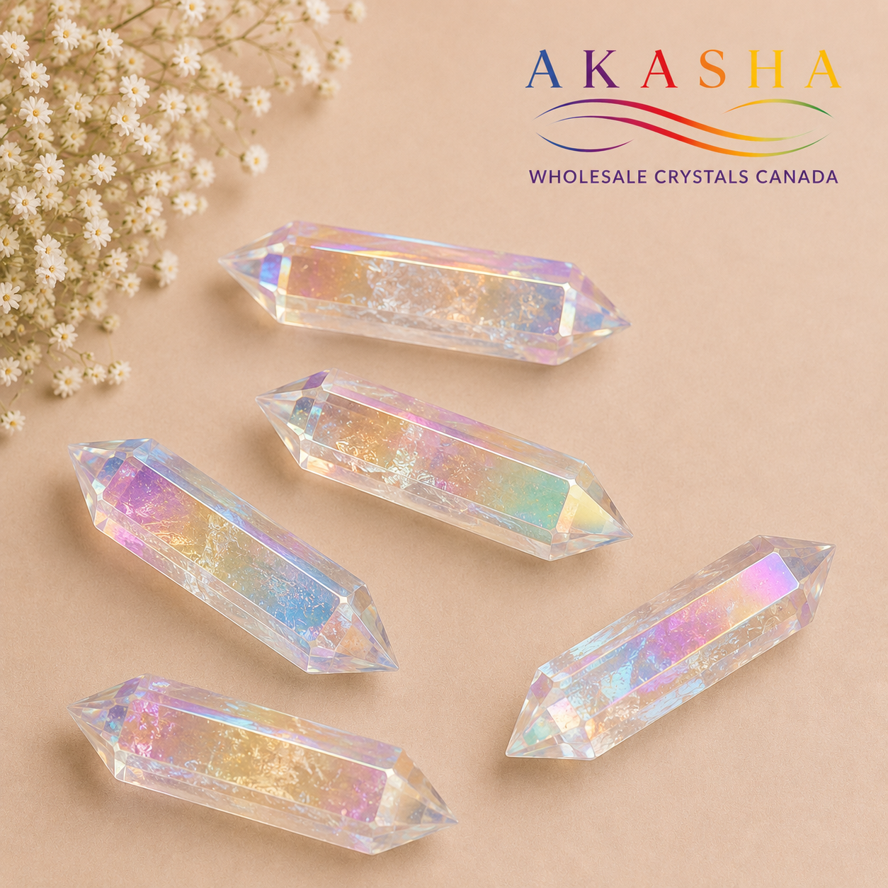 Wholesale Aura Clear Quartz Double Points Ontario