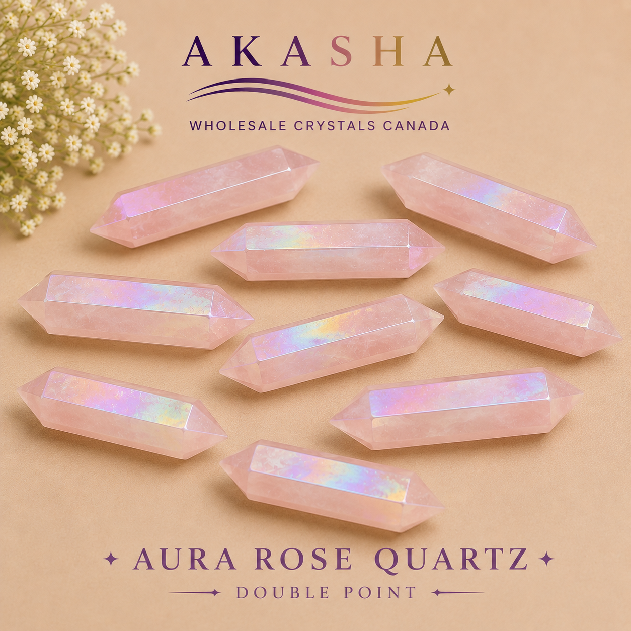 Wholesale Aura Rose Quartz Double Points Canada