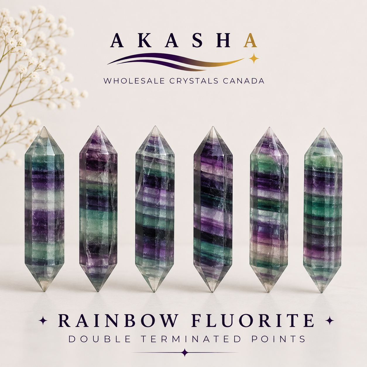 Double Terminated Rainbow Fluorite Points Wholesale Ontario