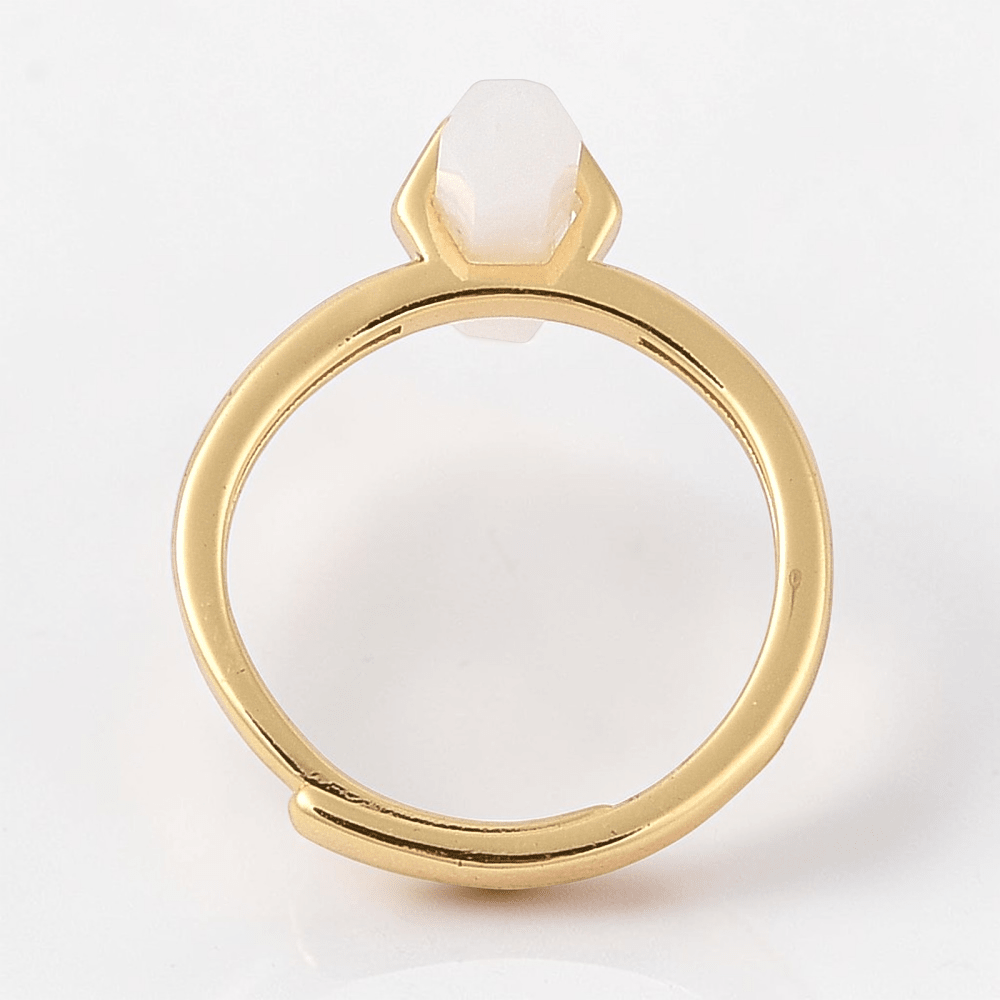 Double Pointed Moonstone Ring available for resale supplied by Akasha Wholesale Crystals Canada
