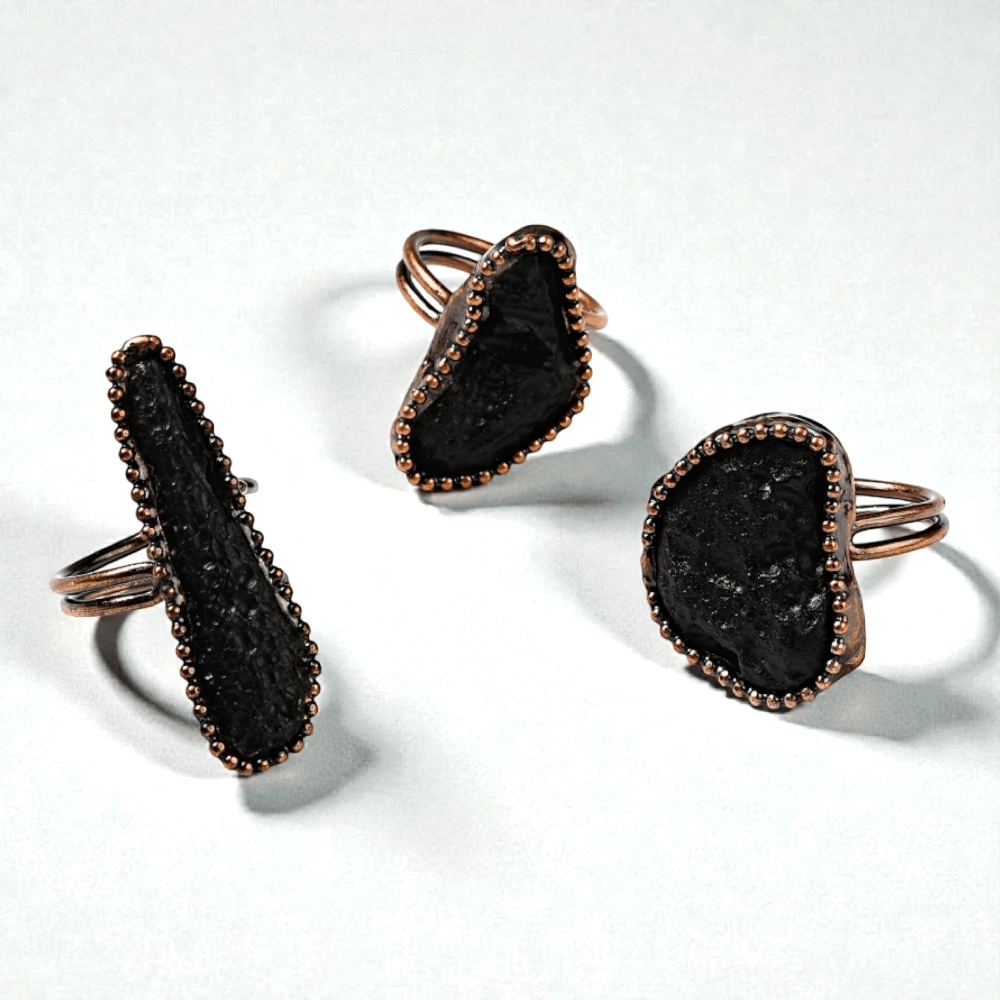 tektite ring crown chakra solar plexus focus available at Zen Collection Crystal store in Barrie. Shop in-store or online now