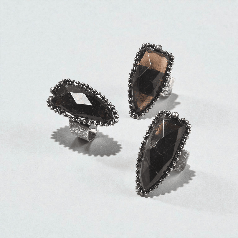 smoky quartz ring root chakra stability jewelry available at Zen Collection Metaphysical Store Canada. Shop in-store or online.
