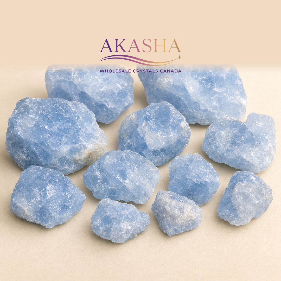 celestite crystals available at Akasha Wholesale Crystals Canada