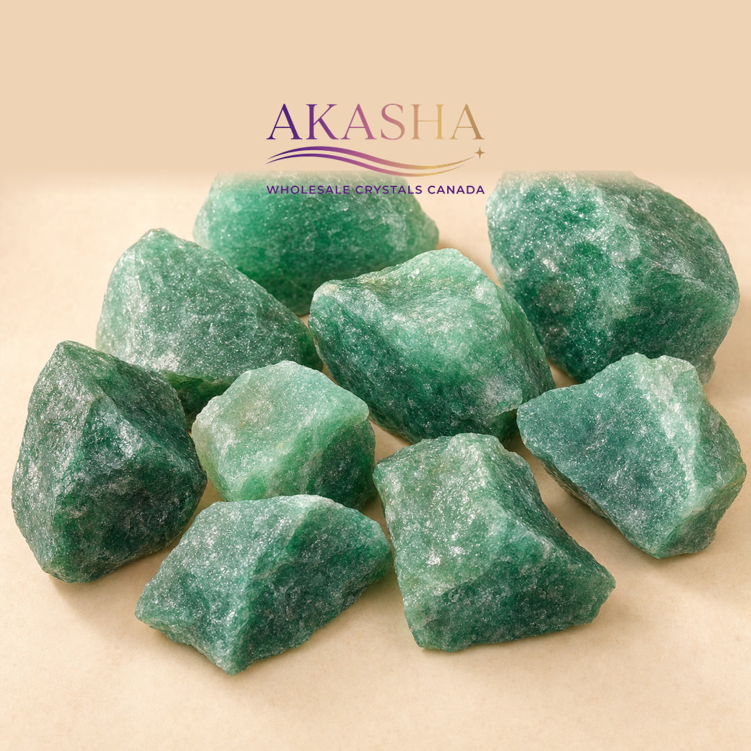 green aventurine crystals available at Akasha Wholesale Crystals Canada