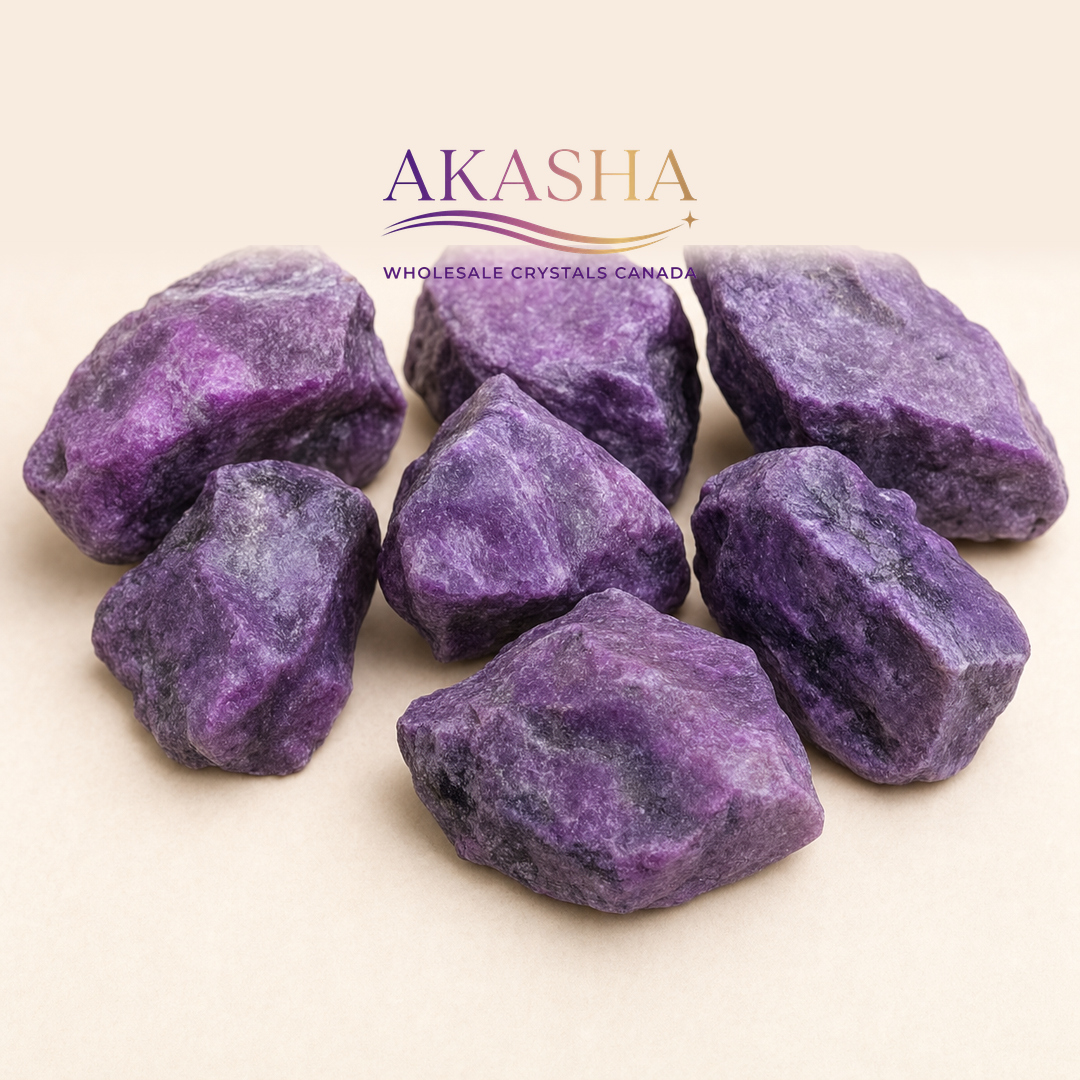 sugilite raw crystals available at Akasha Wholesale Crystals Canada