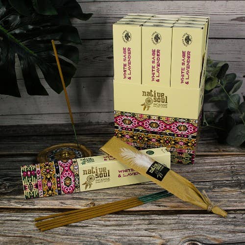 Green Tree Native Soul White Sage + Lavender 15 grams incense sticks wholesale listing