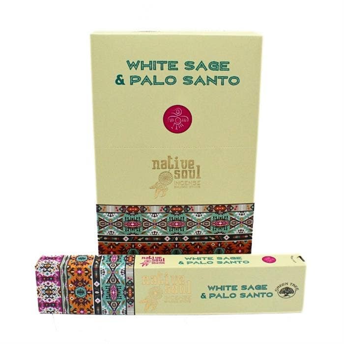 Green Tree Native Soul White Sage + Palo Santo 15 grams incense sticks wholesale listing