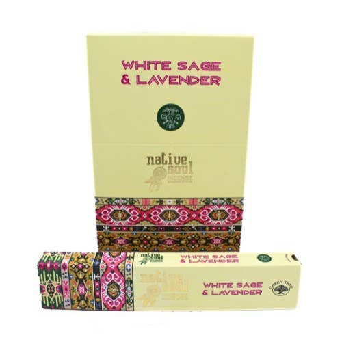 Green Tree Native Soul White Sage + Lavender 15 grams incense sticks wholesale listing