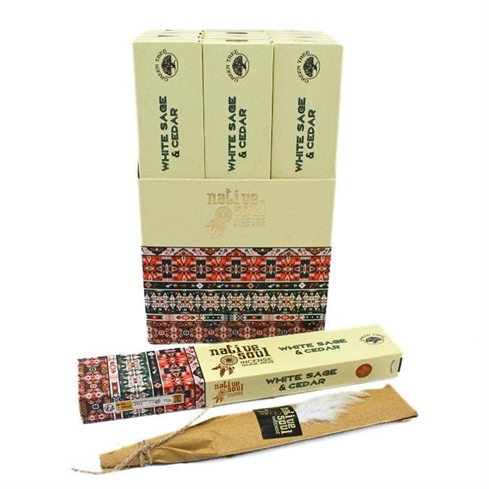 Green Tree Native Soul White Sage + Cedar 15 g incense sticks wholesale listing