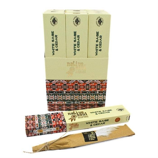 Green Tree Native Soul White Sage + Cedar 15 g incense sticks wholesale listing