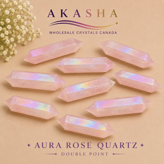 Wholesale Aura Rose Quartz Double Points Canada