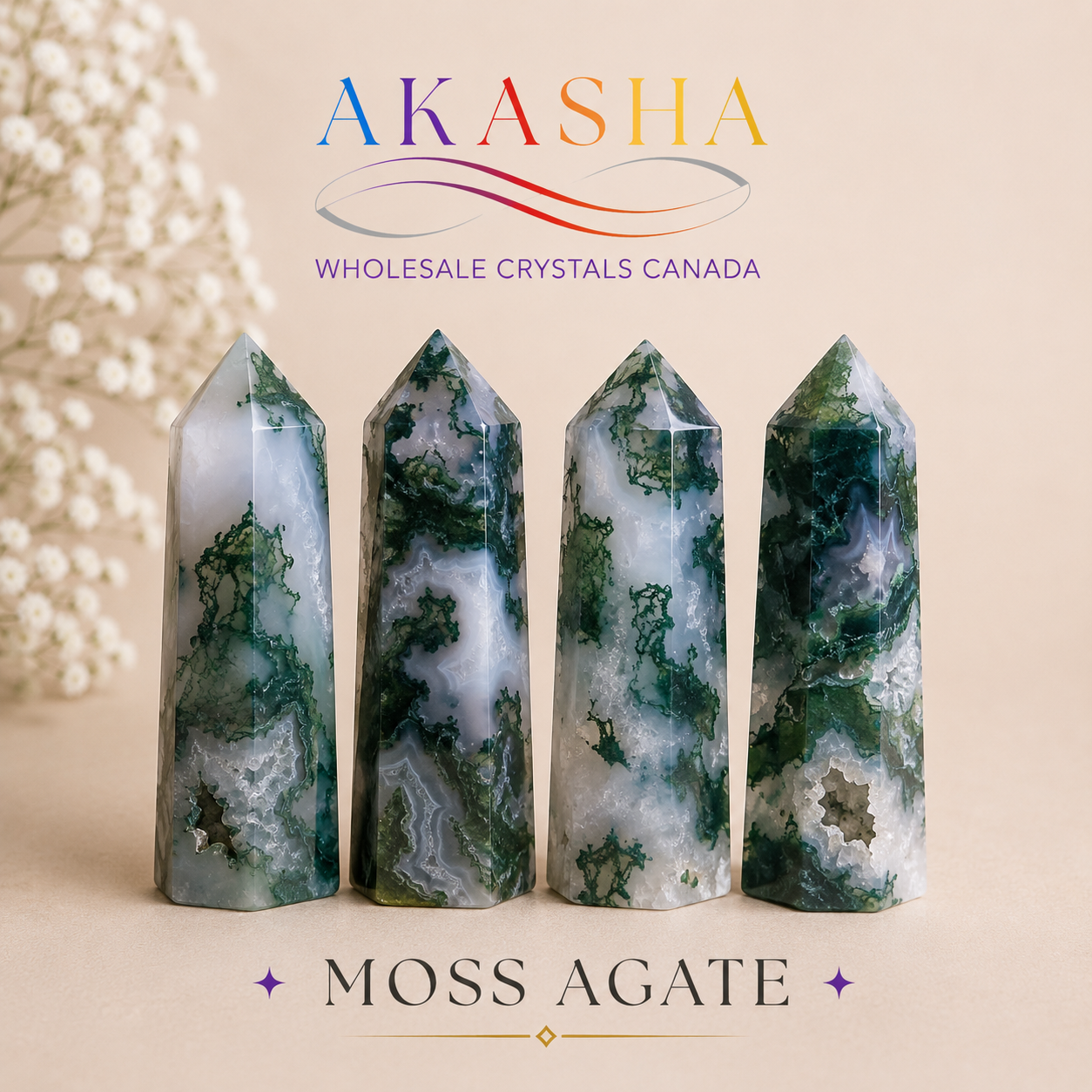 Wholesale Moss Agate Towers Canada