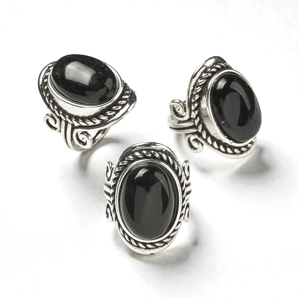 chunky black obsidian crystal ring crystal ring supplier Canada
