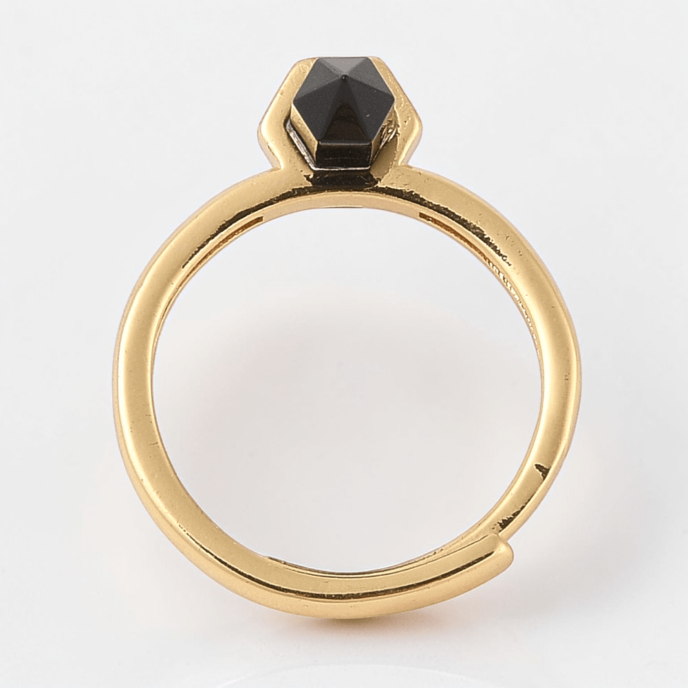 Double Pointed Black Obsidian Ring available at Akasha Wholesale Crystals Canada
