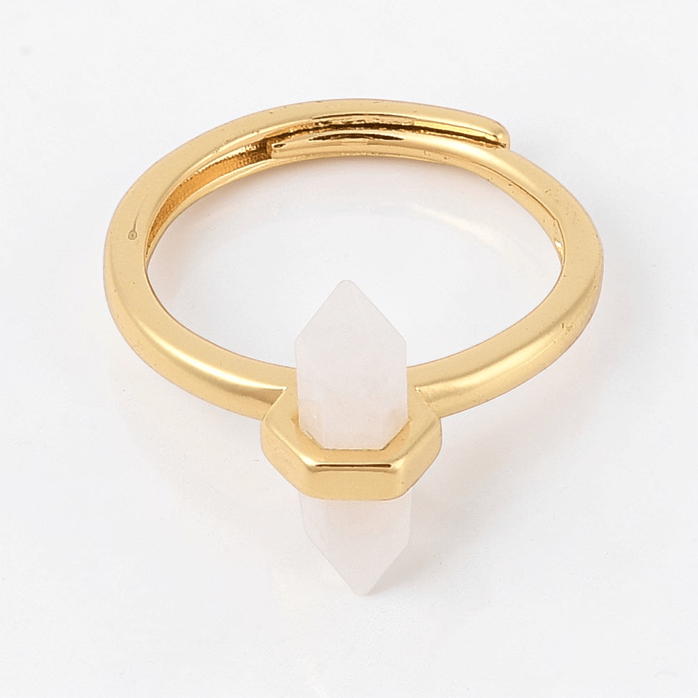 Double Pointed Moonstone Ring available for resale supplied by Akasha Wholesale Crystals Canada