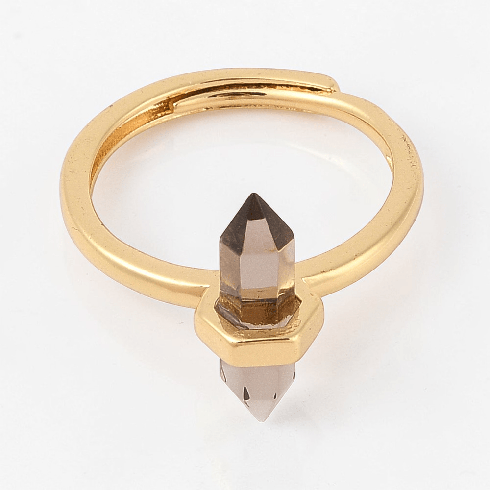 Double Pointed Smoky Quartz Ring available at Akasha Wholesale Crystals Canada