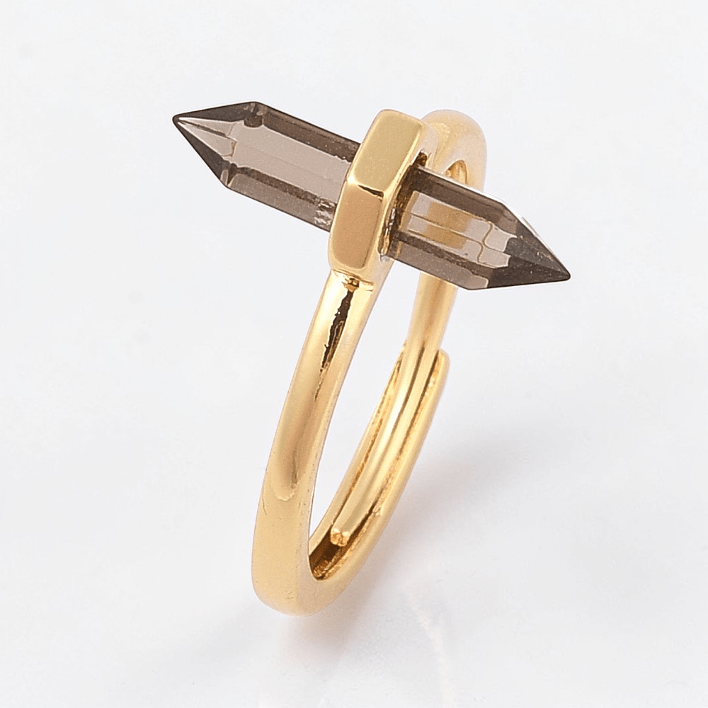 Double Pointed Smoky Quartz Ring available at Akasha Wholesale Crystals Canada