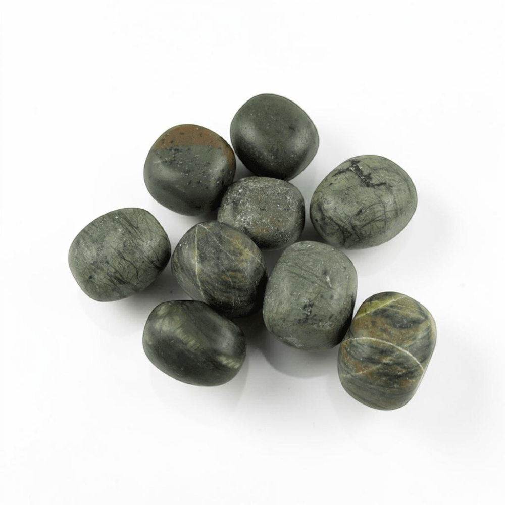 Polished dark green Jade tumbled stones for healing