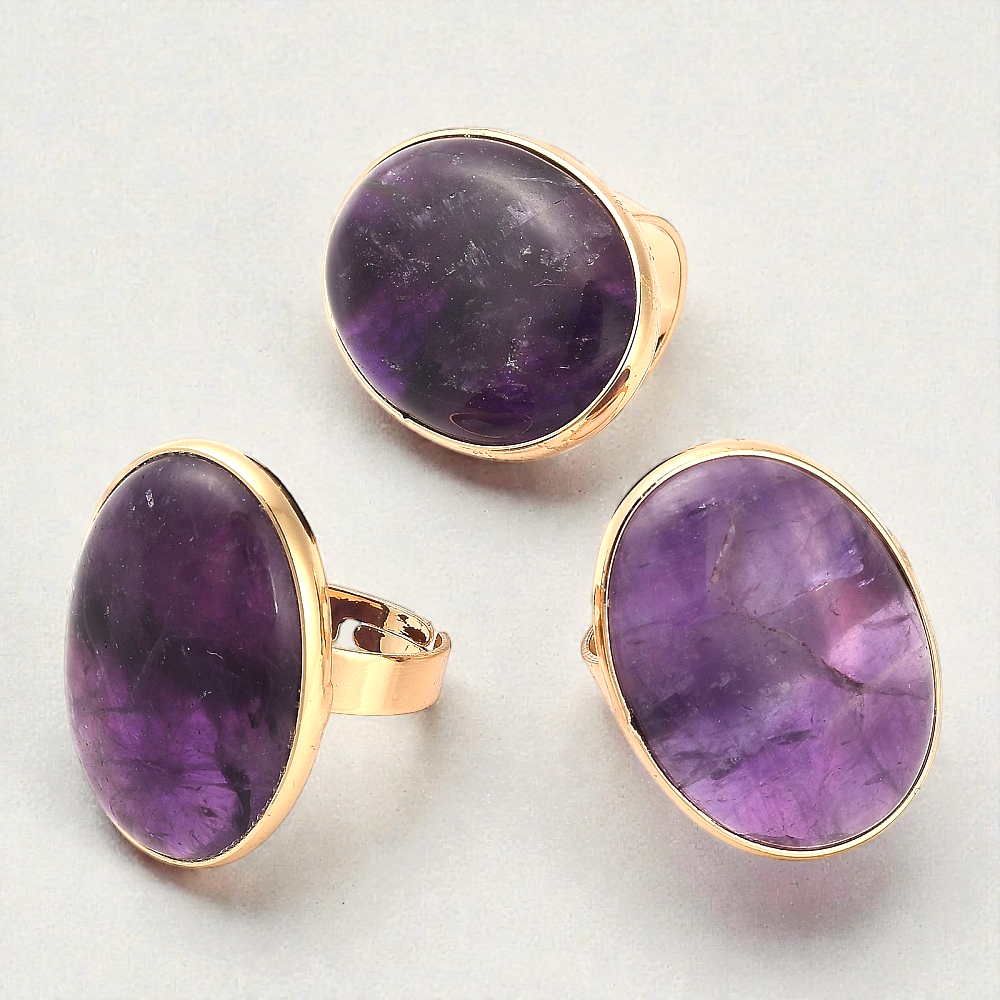 wholesale chunky oval amethyst crystal ring Canada