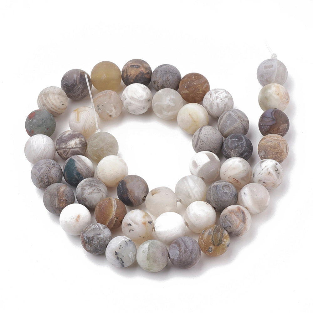 Matte Bamboo Agate Beads gemstone bead strand product image