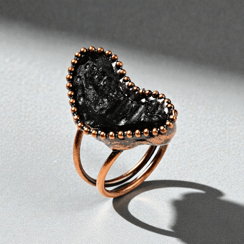 tektite ring crown chakra solar plexus focus available at Zen Collection Crystal store in Barrie. Shop in-store or online now