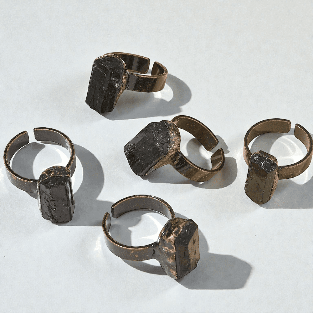 wholesale black tourmaline open cuff ring Canada
