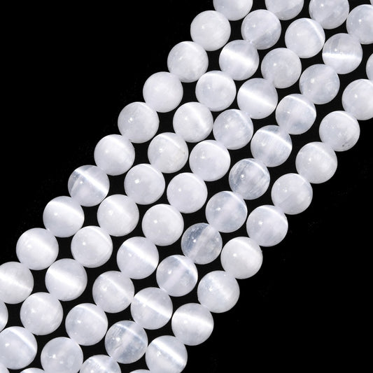 Selenite Beads Grade AAA gemstone bead strand wholesale listing