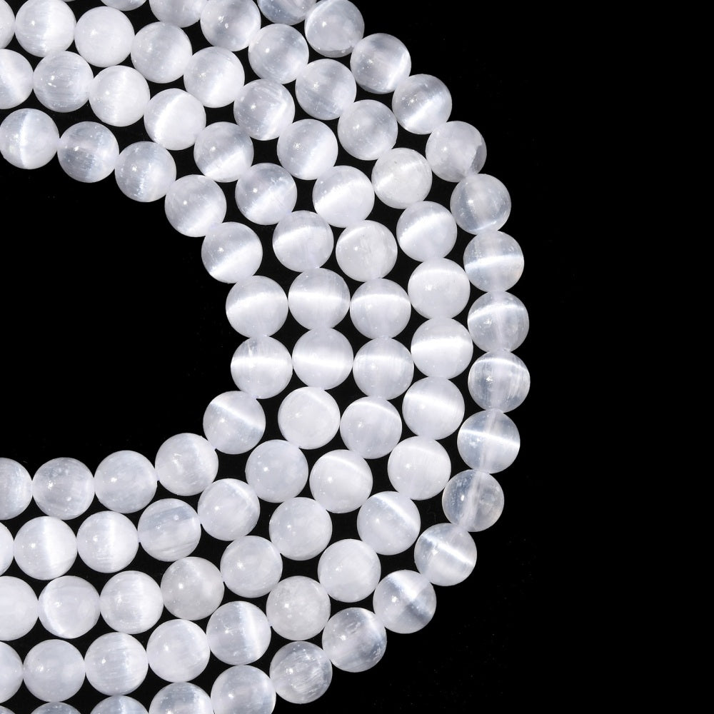 Selenite Beads Grade AAA gemstone bead strand product image