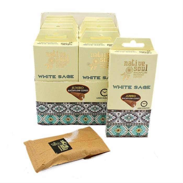 Native Soul Jumbo Backflow Cones White Sage jumbo backflow cones wholesale listing
