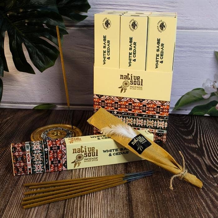 Green Tree Native Soul White Sage + Cedar 15 g incense sticks wholesale listing
