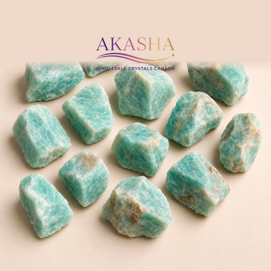 amazonite crystals available at Akasha Wholesale Crystals Canada