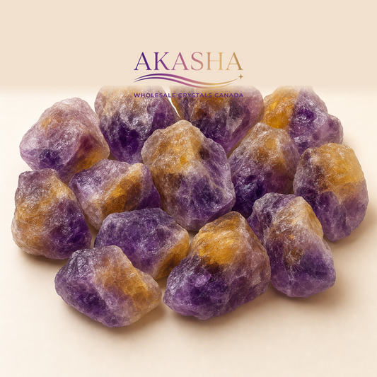 ametrine crystals available at Akasha Wholesale Crystals Canada