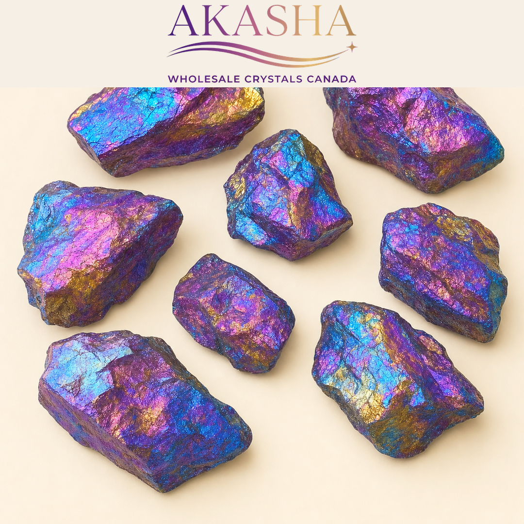 Aura Clear Quartz Specimen Raw Crystals available at Akasha Wholesalers