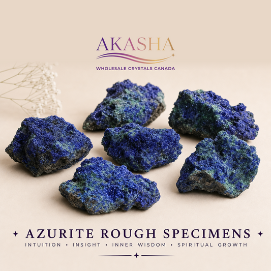 azurite raw crystals available at Akasha Wholesale Crystals Canada