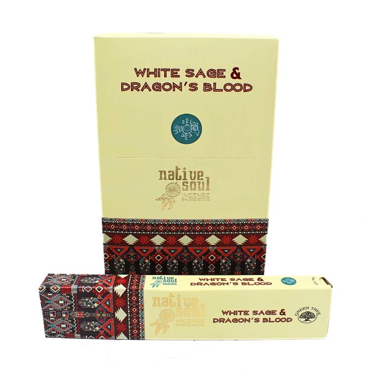 Green Tree Native Soul White Sage & Dragon's Blood 15 grams incense sticks wholesale listing