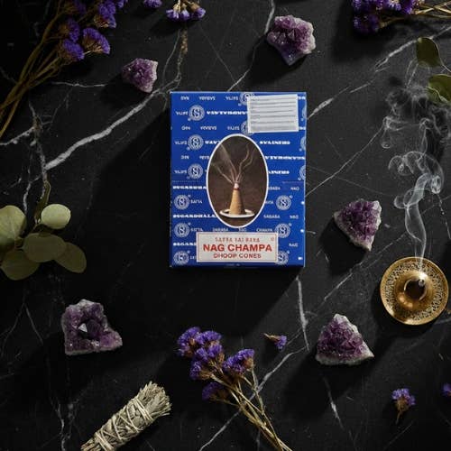 Satya Dhoop Cones Assorted Nag Champa/ White Sage incense cones wholesale listing