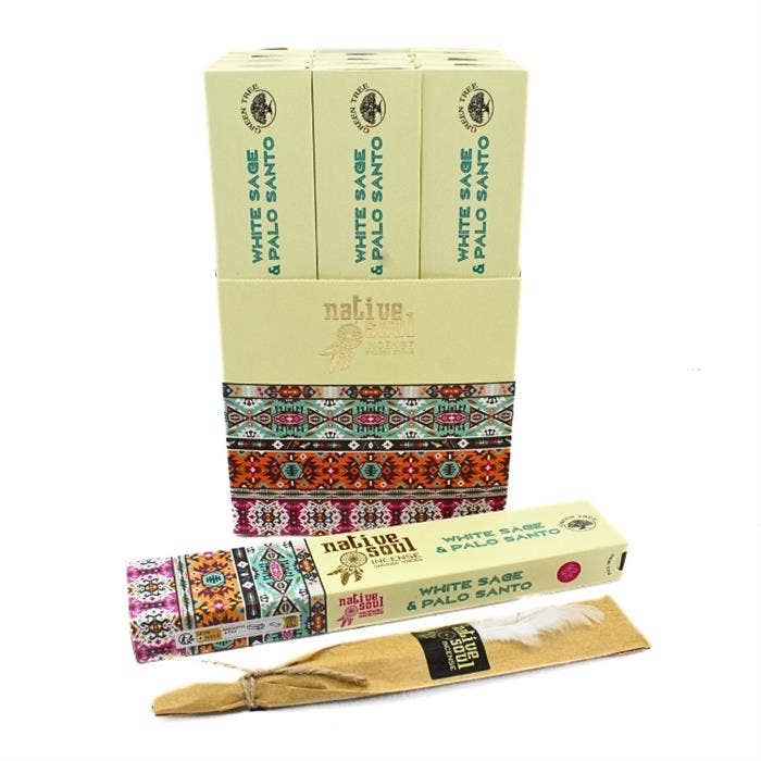 Green Tree Native Soul White Sage + Palo Santo 15 grams incense sticks wholesale listing
