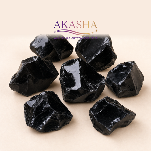 black obsidian crystals available at Akasha Wholesale Crystals Canada