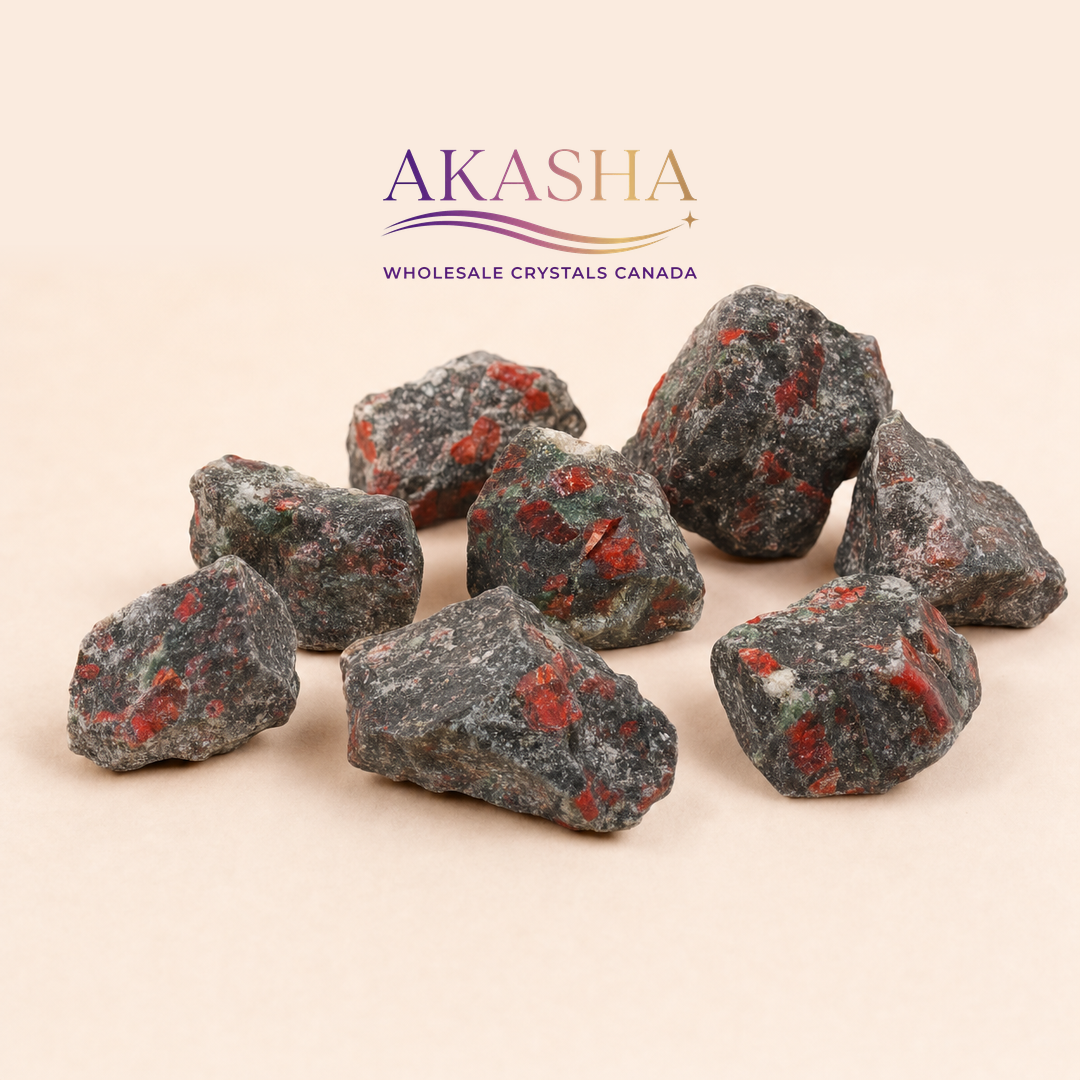 bloodstone raw chunks crystals available at Akasha Wholesale Crystals Canada