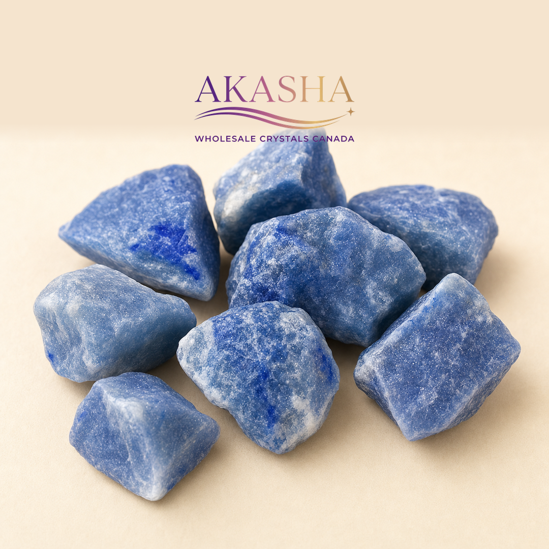 blue aventurine raw crystals available at Akasha Wholesale Crystals Canada