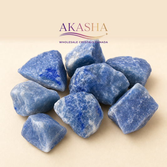 blue aventurine raw crystals available at Akasha Wholesale Crystals Canada