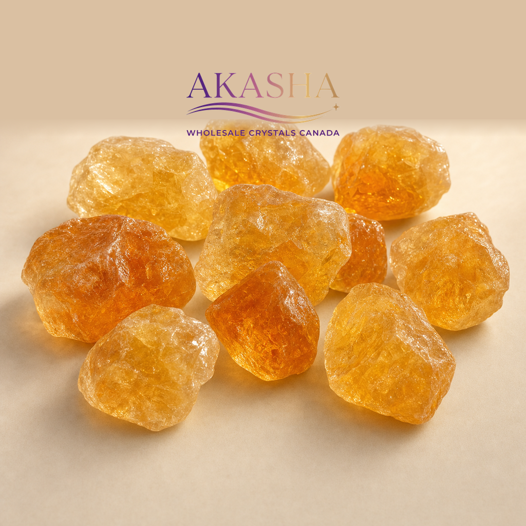 Brazilian citrine available at Akasha Wholesale crystals Canada