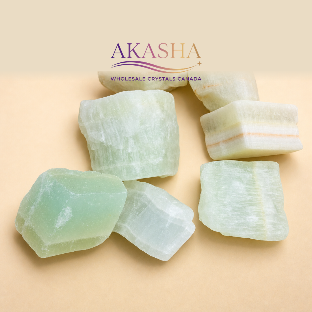 Caribbean calcite raw crystals available at Akasha Canada
