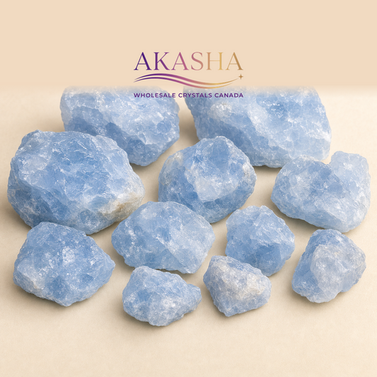 celestite crystals available at Akasha Wholesale Crystals Canada