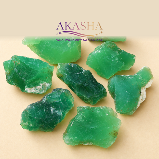 chrysoprase crystals available for retailers available at Akasha Canada