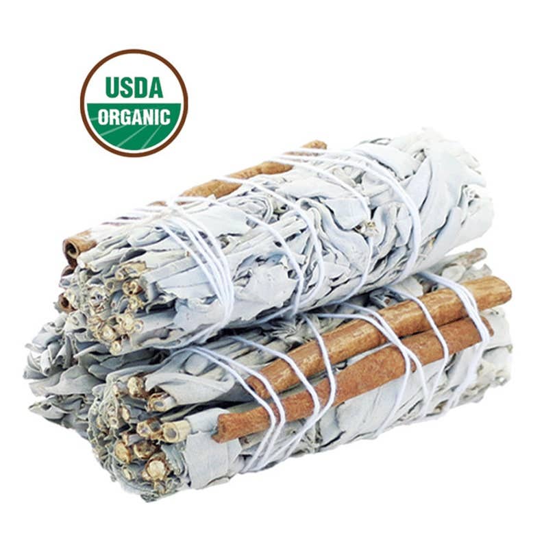 Organic White Sage & Cinnamon Smudge Stick product image