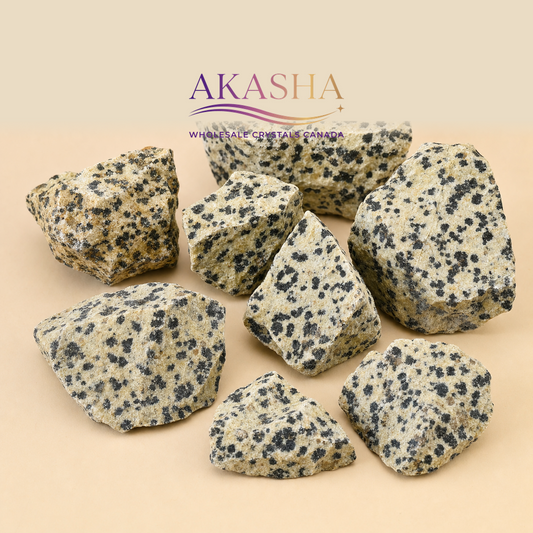 dalmatian jasper raw crystals available at Akasha Wholesale Crystals Canada