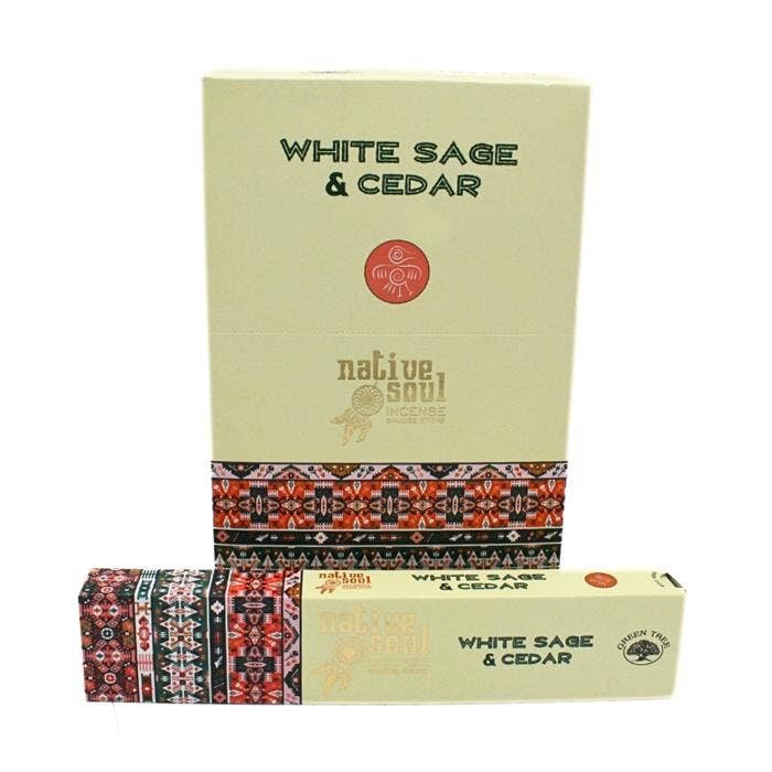 Green Tree Native Soul White Sage + Cedar 15 g incense sticks wholesale listing